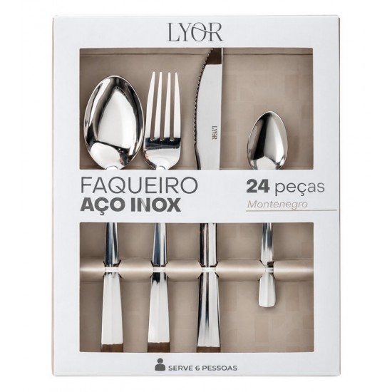 Faqueiro 24 Peças Montenegro Aço Inox Lyor